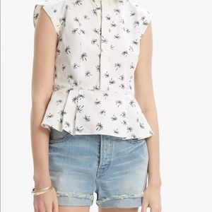 Madewell peplum top palm tree sz 4